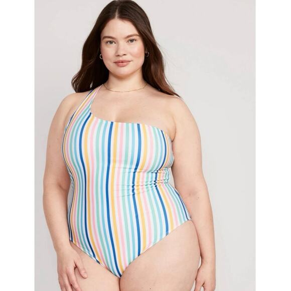 NWT Old Navy Womens One Shoulder Multi Stripe One Piece Swimsuit Size XXL - Picture 9 of 11